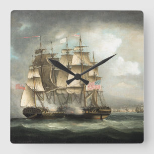 Ocean Clipper Sailing Ship Zee Boat Wall Clock Vierkante Klok