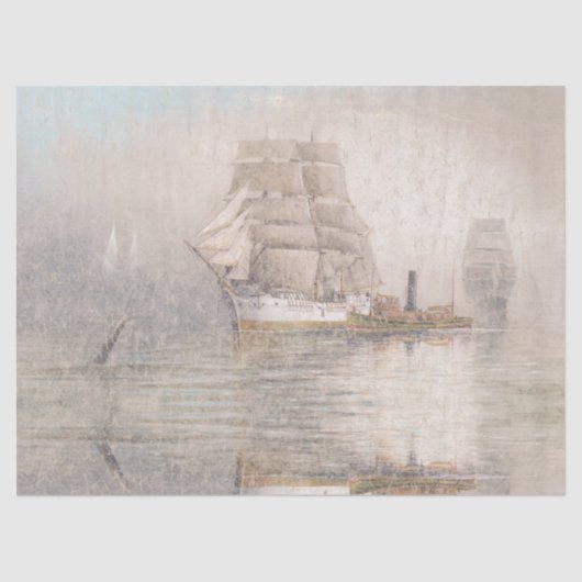 Ocean Clipper Ship Boats Harbour Zee Tissue Paper Tissuepapier (Voorkant)