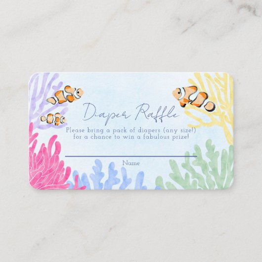 Ocean Clown Fish Baby shower Diaper Raffle Informatiekaartje (Voorkant)