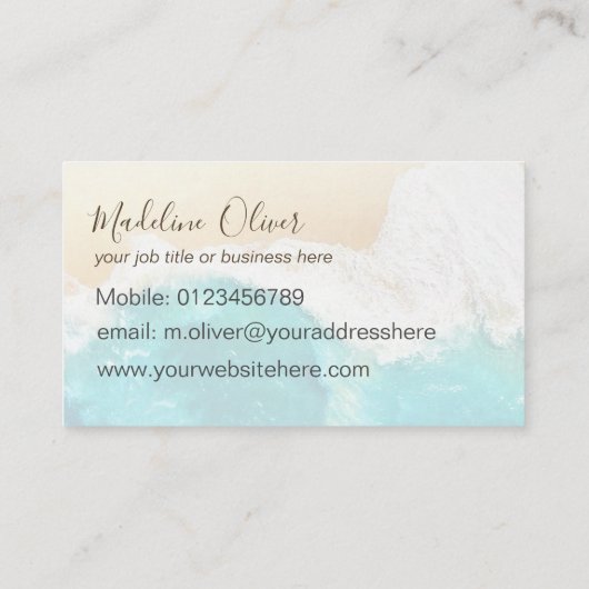 Ocean Coastal Beach Scene Modern Visitekaartje (Achterkant)