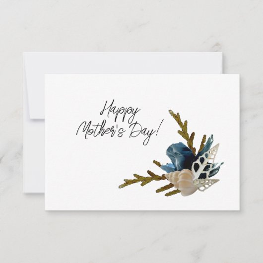 Ocean Coastal Blue Iris & Seashell Moederdag Kaart (Voorkant)
