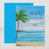 Ocean Coastal Blue Leuke Waterverf Baby shower Kaart (Voorkant / Achterkant)