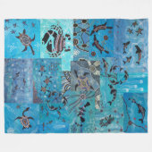 Ocean Collage Aboriginal Fleece Deken (Voorkant (Horizontaal))