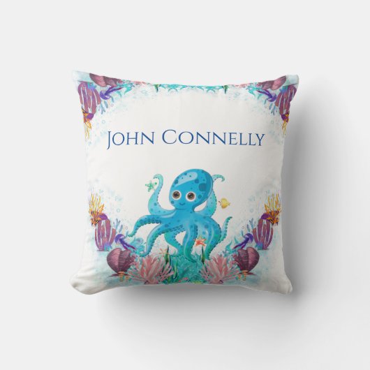 Ocean Colorful Cute baby Octopus Sierkussen (Voorkant)