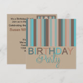 Ocean Colours Stripes Verjaardagsfeestje Uitnodigi Kaart (Voorkant / Achterkant)