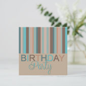 Ocean Colours Stripes Verjaardagsfeestje Uitnodigi Kaart (Staand voorkant)