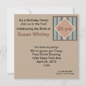 Ocean Colours Stripes Verjaardagsfeestje Uitnodigi Kaart (Achterkant)