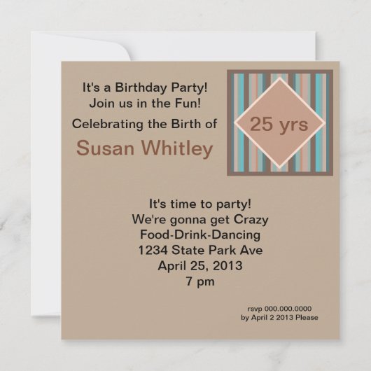 Ocean Colours Stripes Verjaardagsfeestje Uitnodigi Kaart (Achterkant)