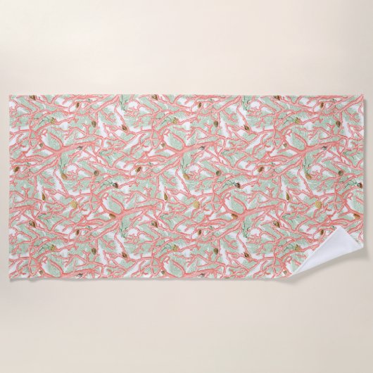 Ocean Coral Branches met Seashells Strandlaken (Voorkant)