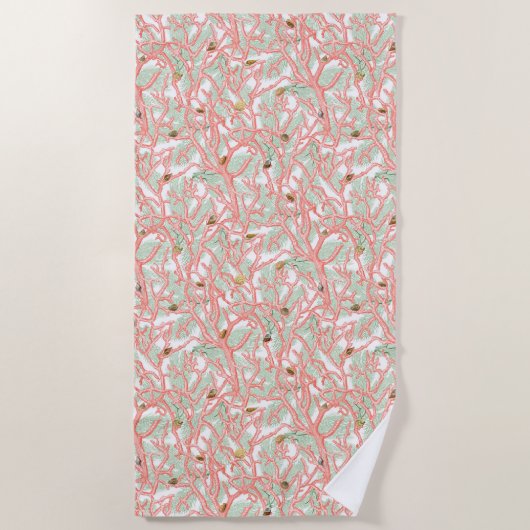 Ocean Coral Branches met Seashells Strandlaken (Voorkant)