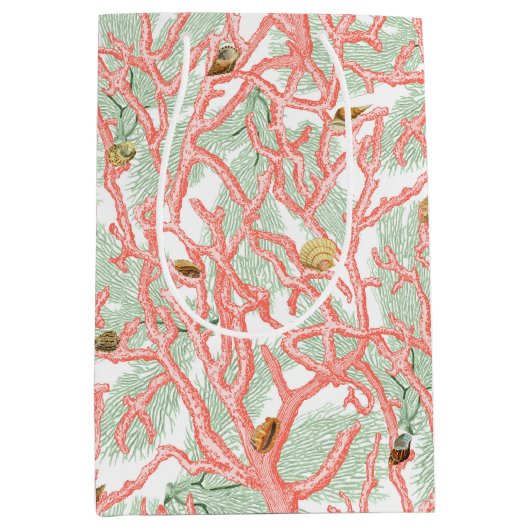 Ocean Coral Branches Seashells Pattern Medium Cadeauzakje (Voorkant)