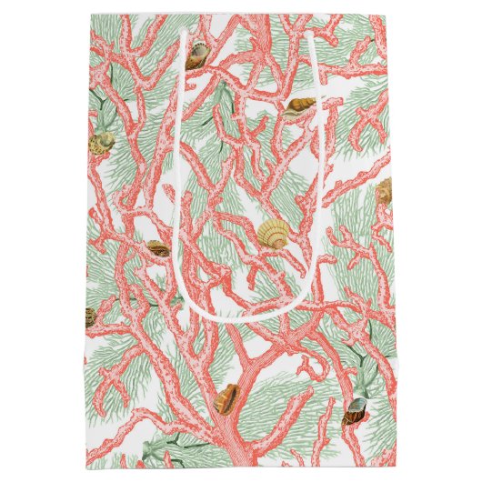 Ocean Coral Branches Seashells Pattern Medium Cadeauzakje (Achterkant)