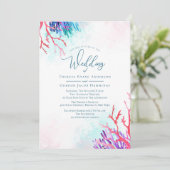 Ocean Coral bruiloft uitnodigingen (Staand voorkant)