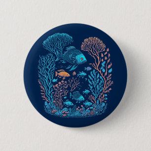 Ocean Coral Reef Art Ronde Button 5,7 Cm