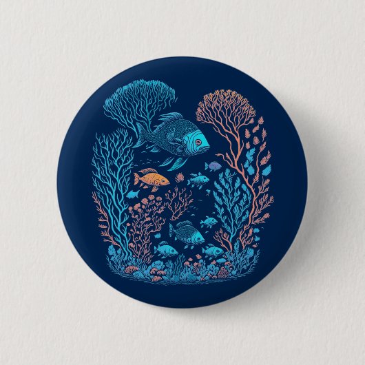 Ocean Coral Reef Art Ronde Button 5,7 Cm (Voorkant)