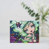 Ocean Coral Reef Starfish Mermaid Fantasy Briefkaa Briefkaart (Staand voorkant)