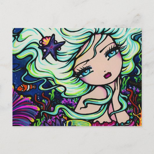 Ocean Coral Reef Starfish Mermaid Fantasy Briefkaa Briefkaart (Voorkant)