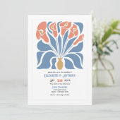 Ocean & Coral Sand Abstract Floral Boho Wedding Kaart (Staand voorkant)