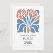 Ocean & Coral Sand Abstract Floral Boho Wedding Kaart (Voorkant / Achterkant)