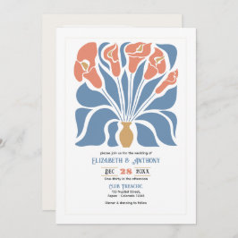Ocean & Coral Sand Abstract Floral Boho Wedding Kaart