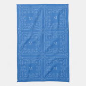 Ocean Coral Shells Blue Custom Initiaal Theedoek (Verticaal)