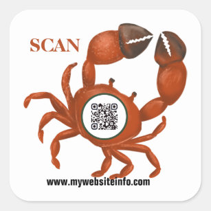 Ocean Crab QR Code Business Vierkante Sticker