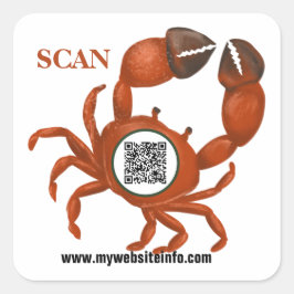 Ocean Crab QR Code Business Vierkante Sticker