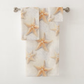 Ocean Cream Peach Beach Starfish Bad Handdoek (Insitu)