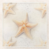 Ocean Cream Peach Beach Starfish Glazen Onderzetter (Voorkant)