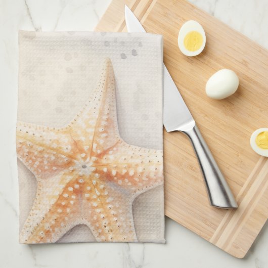Ocean Cream Peach Beach Starfish Theedoek (Quarter Fold)