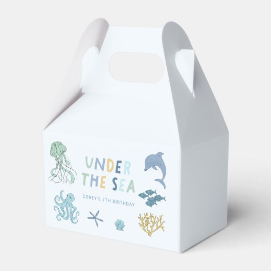 Ocean Creature Blue verjaardagsfeestje Bedankdoosjes (Voorkant Zijde)