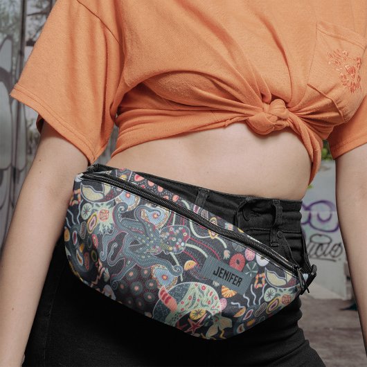 Ocean Creature Marine Whale Octopus Monogram Heuptasje