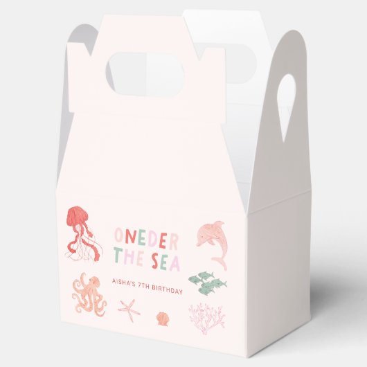 Ocean Creature Roze 1e verjaardagsfeestje Bedankdoosjes (Geopend)