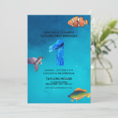 Ocean Creatures 1e verjaardagsfeestje Kaart (Staand voorkant)