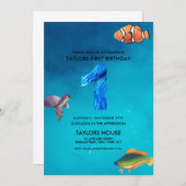 Ocean Creatures 1e verjaardagsfeestje Kaart (Voorkant / Achterkant)