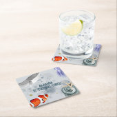 Ocean Creatures Kids Verjaardagsfeestje Blauw Kartonnen Onderzetters (Insitu)