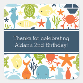 Ocean Creatures, Onder het Zee Vierkante Sticker