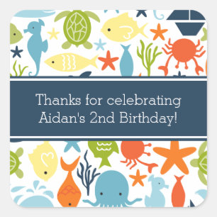 Ocean Creatures onder het Zee Vierkante Sticker