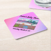 Ocean Critters Baby Girl Shower Kartonnen Onderzetters (Schuin)