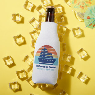 Ocean Cruise Ship Sunset Custom Blue Marketing Flesjeskoeler