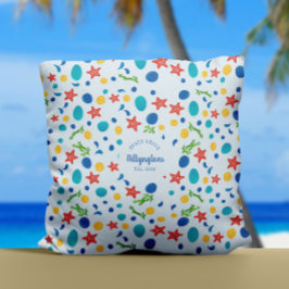 Ocean custom familienaam strandhuis zee collage kussen