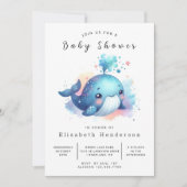 Ocean Custom Whale Baby shower Kaart (Voorkant)