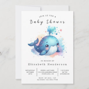 Ocean Custom Whale Baby shower Kaart