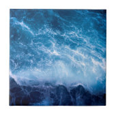 Ocean - Dark Blue Waves Ceramic Tile Tegeltje (Voorkant)