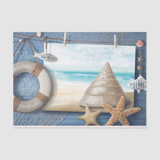 Ocean Deco Seashells Lifesaver Ontkoppeling Tissuepapier (Voorkant)