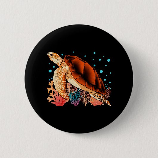 Ocean dier cadeau kleurrijke schildpad ronde button 5,7 cm (Voorkant)