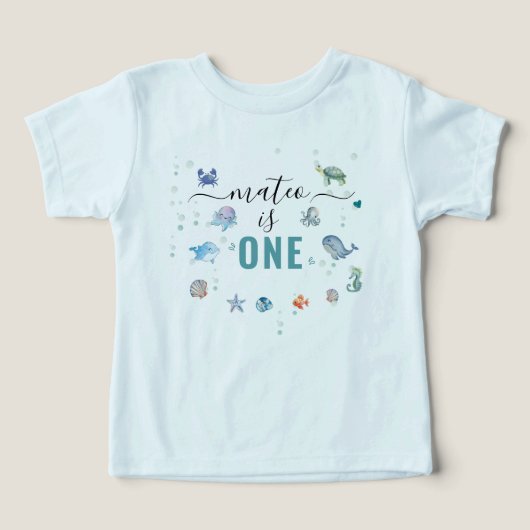 Ocean Dier Eén Aangepaste Naam 1e Verjaardag (Design voorkant)