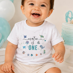 Ocean Dier Eén Aangepaste Naam 1e Verjaardag Kinder Shirts