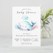 Ocean Digital Whale Baby shower Kaart (Staand voorkant)