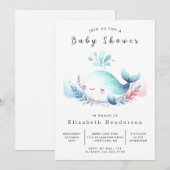 Ocean Digital Whale Baby shower Kaart (Voorkant / Achterkant)